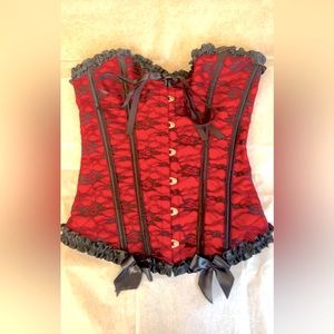 Red and black corset